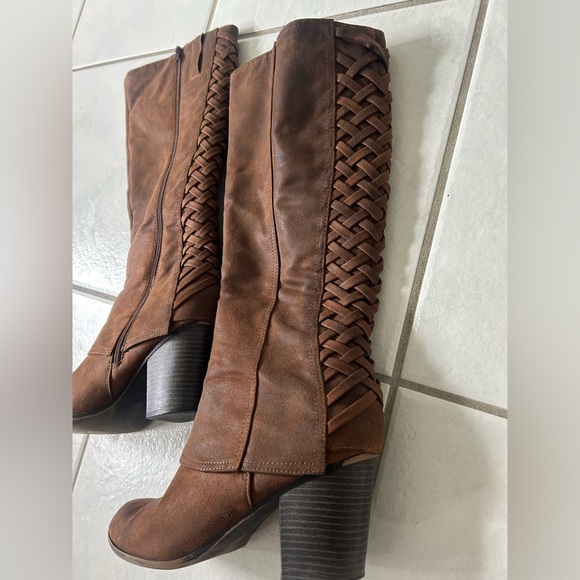 Furgalicious Women's Brown Braided Shaft Mid-Calf Boots - Picture 4 of 10
